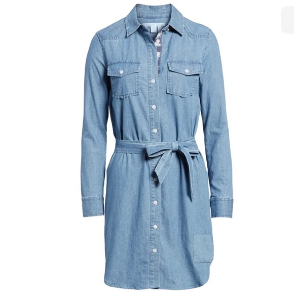 Draper James Chambray Denim Shirt Dress Sz 4 - Picture 15 of 16
